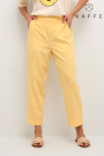 Kaffe Yellow Sakura Cropped Pleated Trousers (176154) | £22