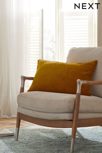 Ochre Yellow 40 x 59cm Soft Velour Cushion (176168) | £12