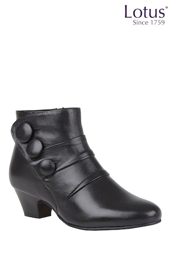 Lotus Black Leather Ankle Boots (176187) | £75