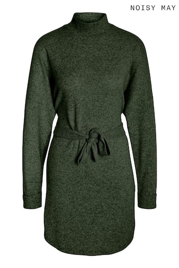 NOISY MAY Green High Neck Jumper Dress With Tie Waist (176206) | £24