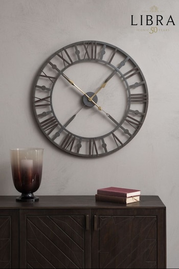 Libra Grey Antique Skeleton Wall Clock (176507) | £70