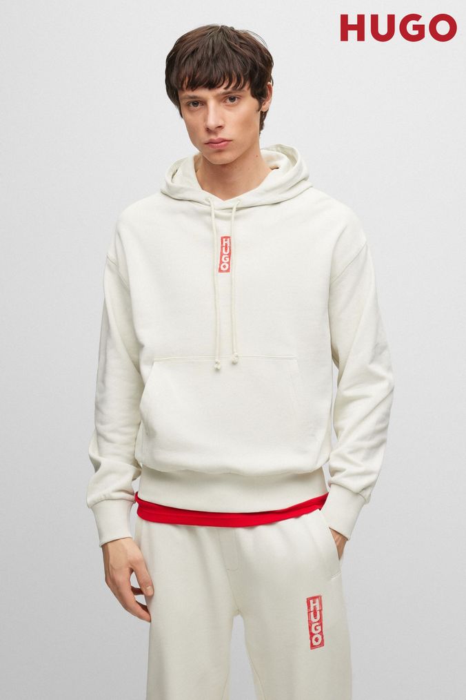 HUGO Vertical Logo French Terry Tracksuit Overhead Hoodie (176566) | £129