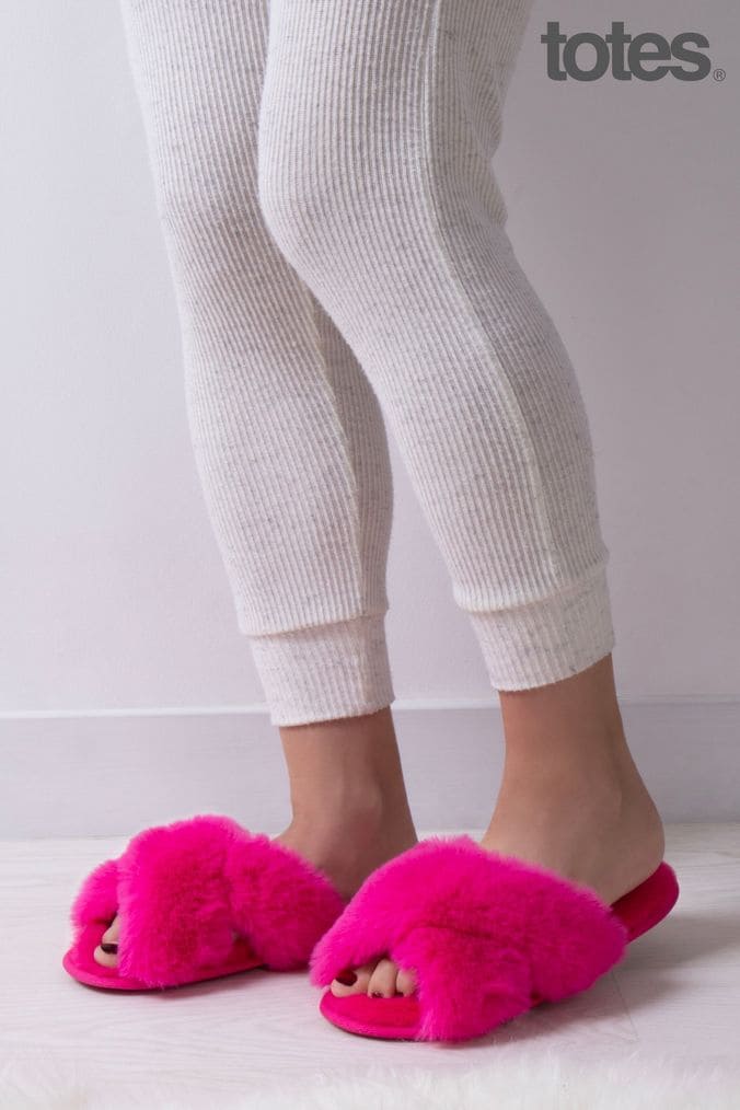Pink fluffy sliders discount