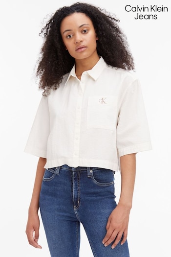 Calvin Klein Jeans White Boxy Seersucker Shirt (176828) | £75