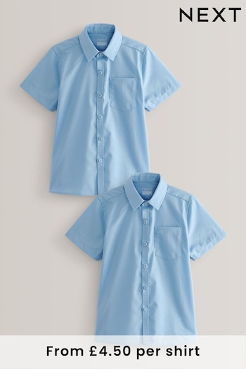 Blue Regular Fit 2 Pack Short Sleeve School Shirts fitted (3-17yrs) (176909) | £9 - £14.50