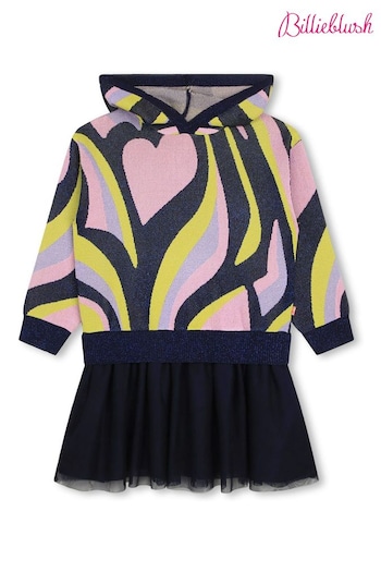 Billieblush Pink Multi Shiny Hearts Hooded Dress (177338) | £68