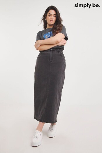 Simply Be Column Denim Maxi Black Skirt (177447) | £30