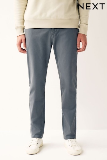 Blue Grey Straight Stretch Chino Trousers (177458) | £22