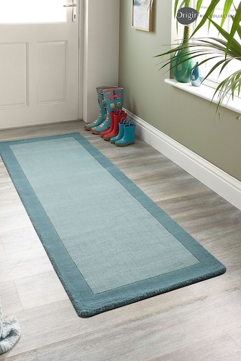 Origin Rug Collection. Duck Egg Borders Taupe Runner (177517) | £80