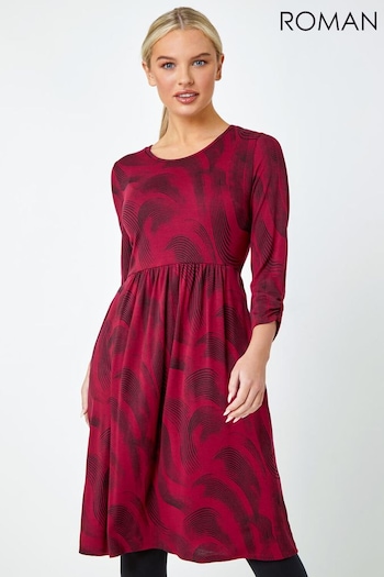 Roman Red Swirl Print Pocket Stretch Dress (177782) | £36