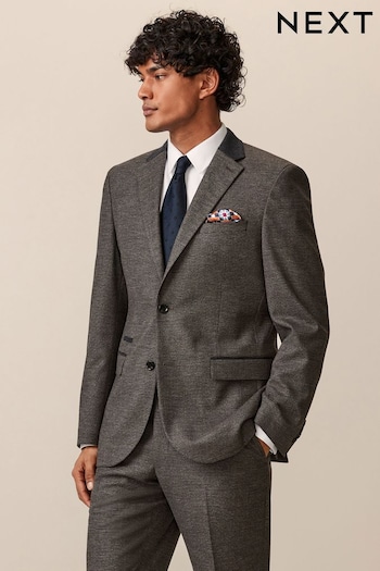 Brown Tailored Fit Trimmed Texture Suit Jacket (177850) | £84
