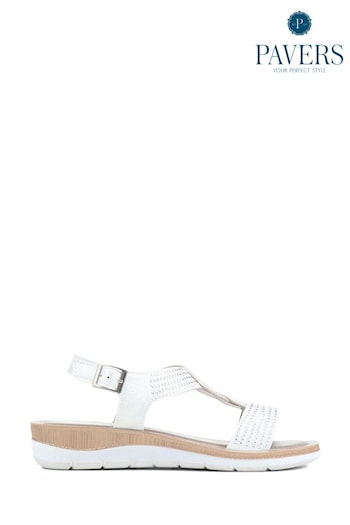 Pavers Woven Ankle Strap White Sandals (177945) | £27.99