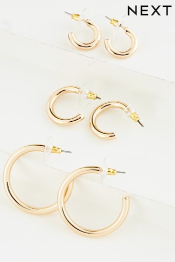 Gold Tone 3 Pack Hoop Earrings (177988) | £10