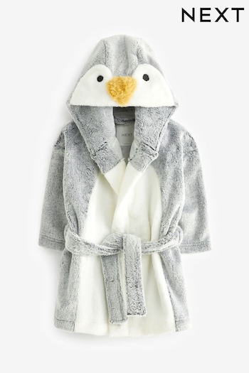 Grey Penguin Fleece Dressing Gown (9mths-12yrs) (178121) | £14 - £17.50