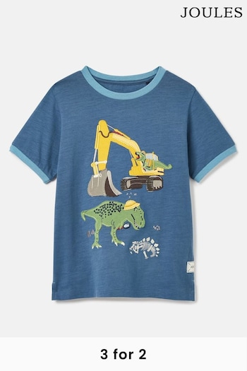 Joules Archie Blue Dinosaur Artwork T-Shirt (178290) | £18.95 - £20.95