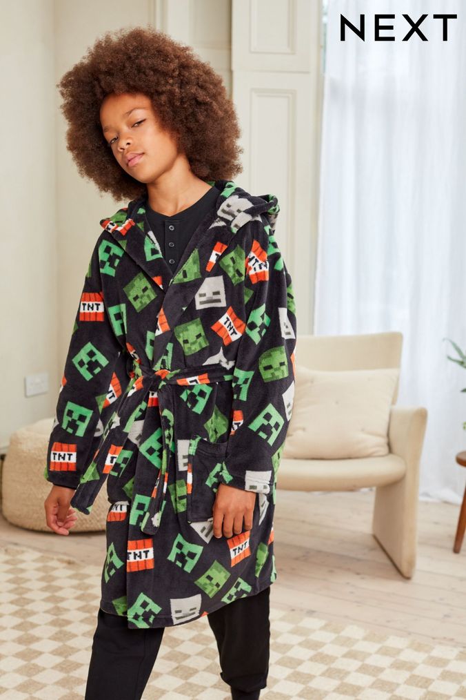 Buy Boys Mine Craft Hooded Blanket Print Single Online Next UK