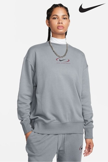 Nike Grey Oversized Vintage Swoosh Crew Sweatshirt (178592) | £70