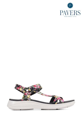 Pavers Womens Touch Fasten Black Sandals (178661) | £35