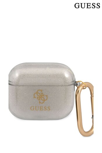 Guess Tpu 4G Transparent Colored Silver Airpods Case with Glitter (178845) | £26