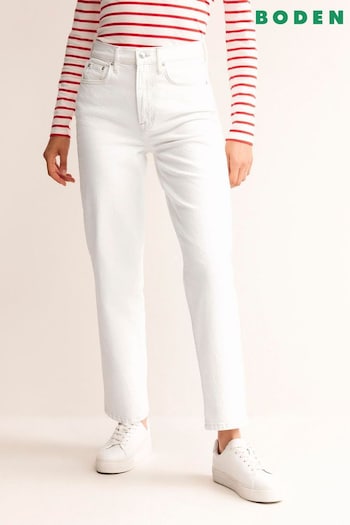 Boden White High Rise True Straight linen Jeans (178970) | £85