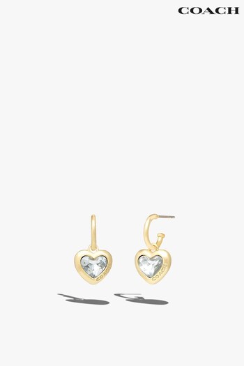 Gold Yorks Coach Heart Charm Huggie Earrings (179001) | £75