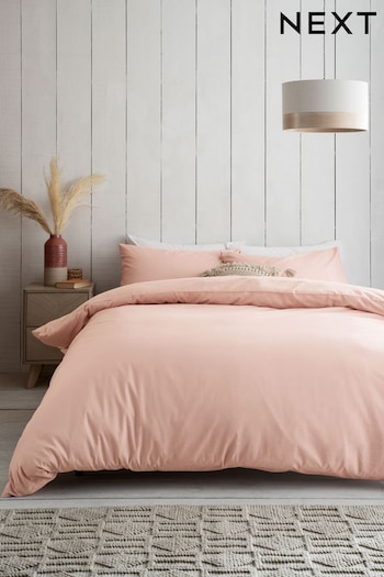 Dusky Blush Pink Cotton Rich Plain Duvet Cover and Pillowcase Set (179045) | £18 - £45