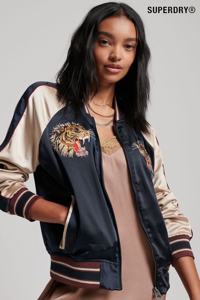 Embroidered bomber jacket ladies shop