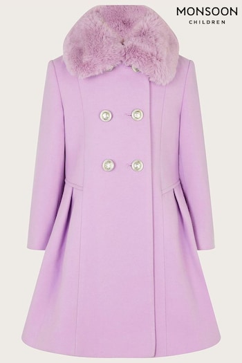 Monsoon Purple Double Breasted Skirted Smart Coat (179451) | £62 - £72