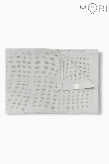 MORI Grey Soft Cotton & Bamboo Cellular Baby Blanket (180047) | £19.50