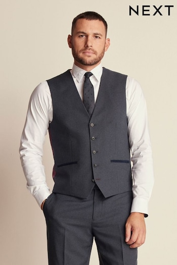 Navy Trimmed Textured Suit Waistcoat (180126) | £45