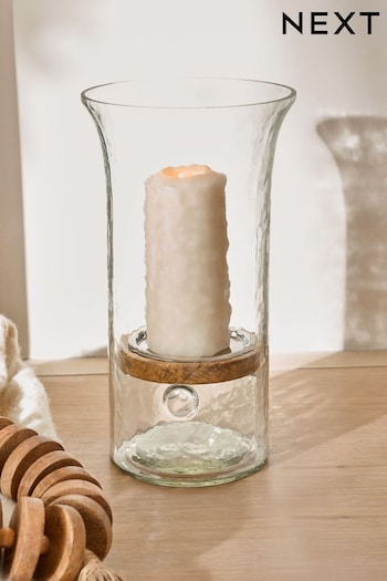 Clear Hammered Glass Hurricane Candle Holder (180291) | £38