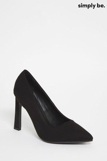 Simply Be Black Pointy Toe Slat Heel Court Shoes with Extra Wide Fit (180318) | £30