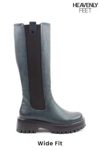 Heavenly Feet Ladies Blue Vegan Friendly Tall chunky Boots (180556) | £70