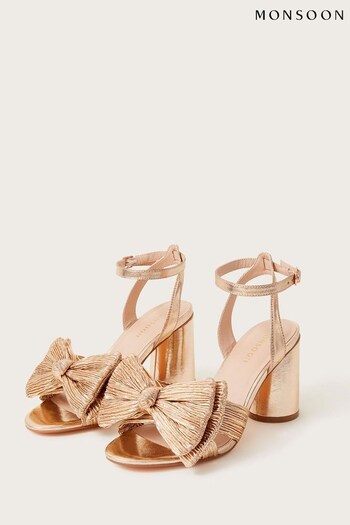 Monsoon Gold Bow Heeled Sandals (180905) | £75