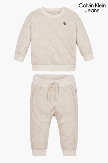 Calvin Algod Klein Jeans Baby Cream Quilted Jogger Set (181116) | £100