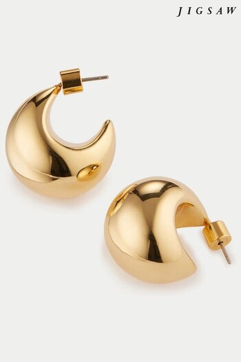 Jigsaw Gold Tone Chunky Dome Earrings (181212) | £45