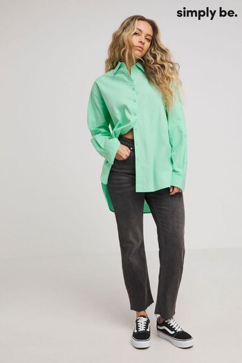 Simply Be Green Relaxed Cotton Poplin Shirt (181419) | £26
