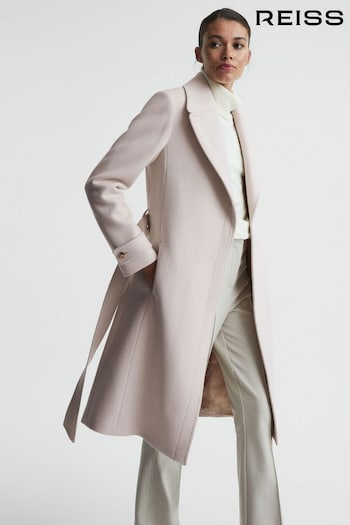 Reiss Neutral Tor Relaxed Wool Blend Belted Coat (181501) | £378