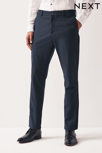 Navy Blue Slim Smart Textured Chino Trousers (181800) | £26