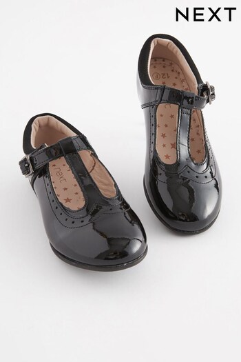 Black Patent Narrow Fit (E) Leather T-Bar Leather Shoes (181938) | £34 - £41