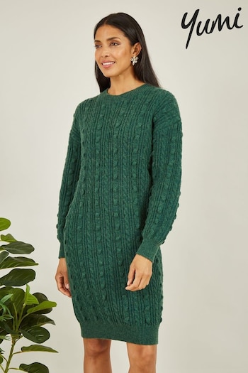 Yumi Green Cable Knit Tunic bloomers Dress (181998) | £50