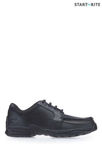 Start-Rite Dylan Black Leather Lace Up School Shoes Navy F Fit (182016) | £58