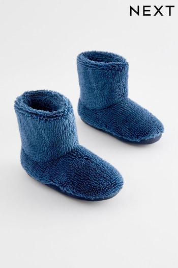 Navy Blue Warm Lined Slipper Boots Blau (182344) | £12 - £15