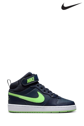 Nike Navy/Lime Youth Court Borough Mid Trainers (182375) | £53