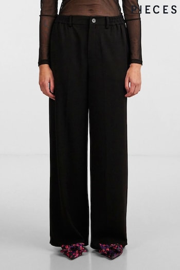 PIECES Black High Waisted Wide Leg Trousers (182731) | £42