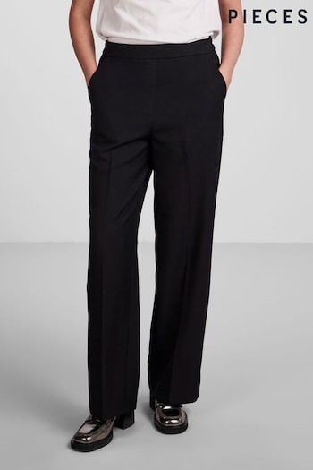 PIECES Black High Waisted Wide Leg Trousers (182732) | £35