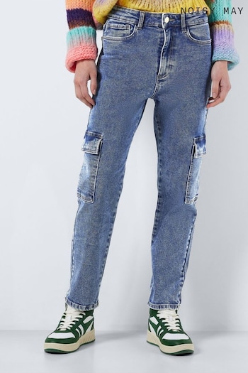 NOISY MAY Blue High Waisted Tapered Cargo jeans Regatta (182761) | £40