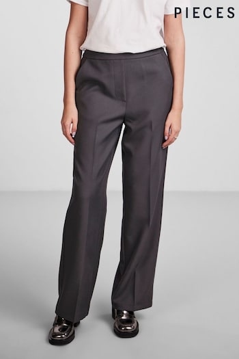 PIECES Grey High Waisted Wide Leg Trousers (183018) | £35