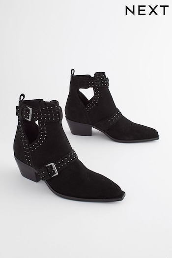 Black Forever Comfort® Stud Detail Cut-Out Ankle Boots (183235) | £69
