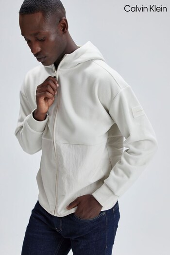 Calvin Klein Cream Fleece Zip Up Jacket (183321) | £200
